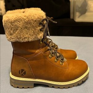 KIMBERFEEL Brown Fur-Lined Women's 7 Lightweight Hiking Boots